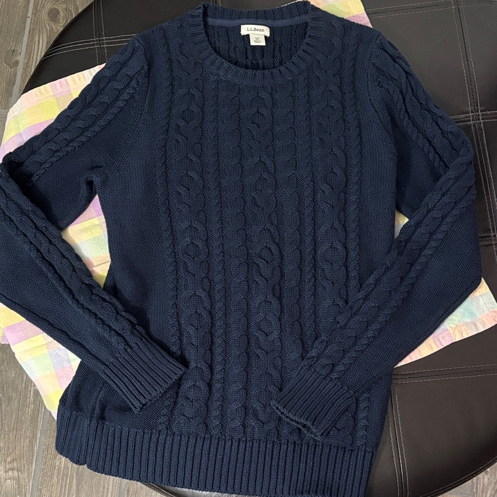 L.L. Bean Women’s Deep Blue Cable Knit Sweater